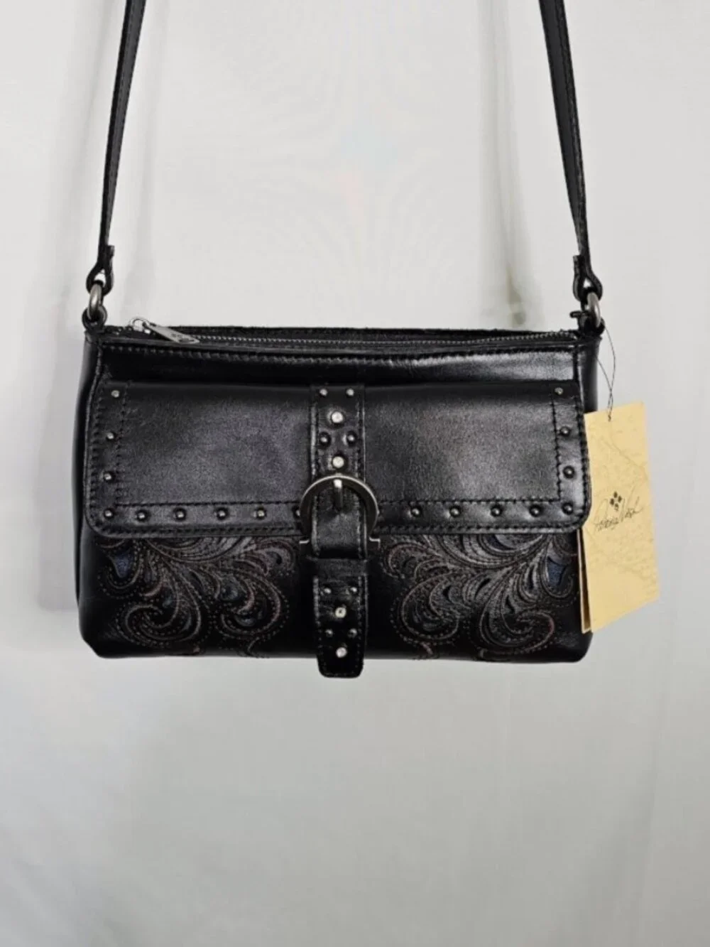 NWT PATRICIA NASH Maisie Crossbody BLACK LUX RANCH Montana Leather Collection - Picture 4 of 13